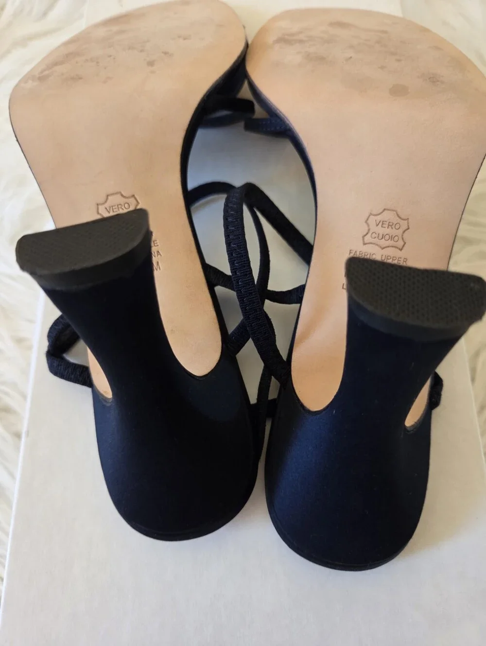 Classic Satin Dark Blue Strappy Women's Sandals